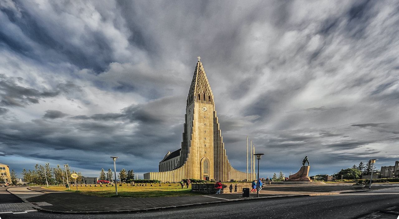 A Hallgrimskirkja Church Under the Cloudy Sky - Iceland