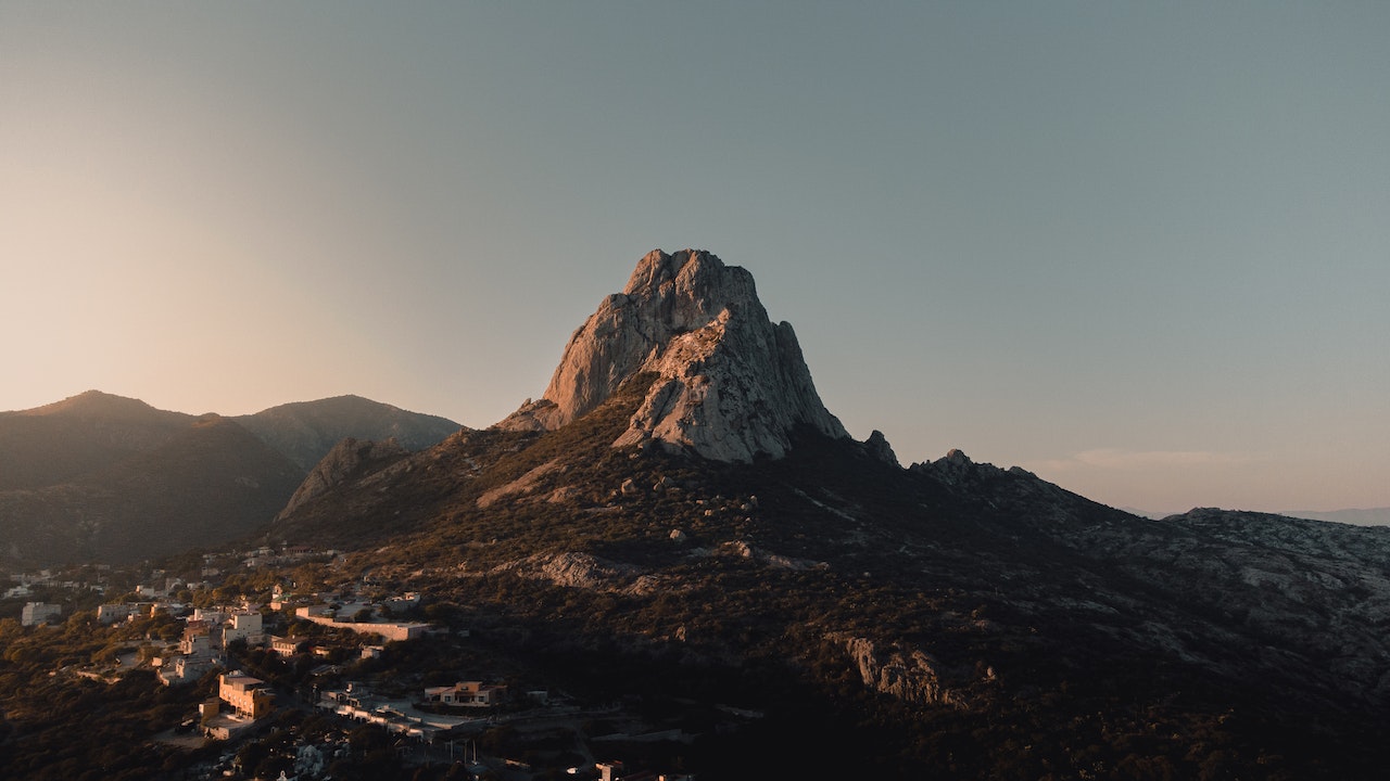 An Aerial Photography of a Rocky Mountain Under the Gray Sky - Mexico