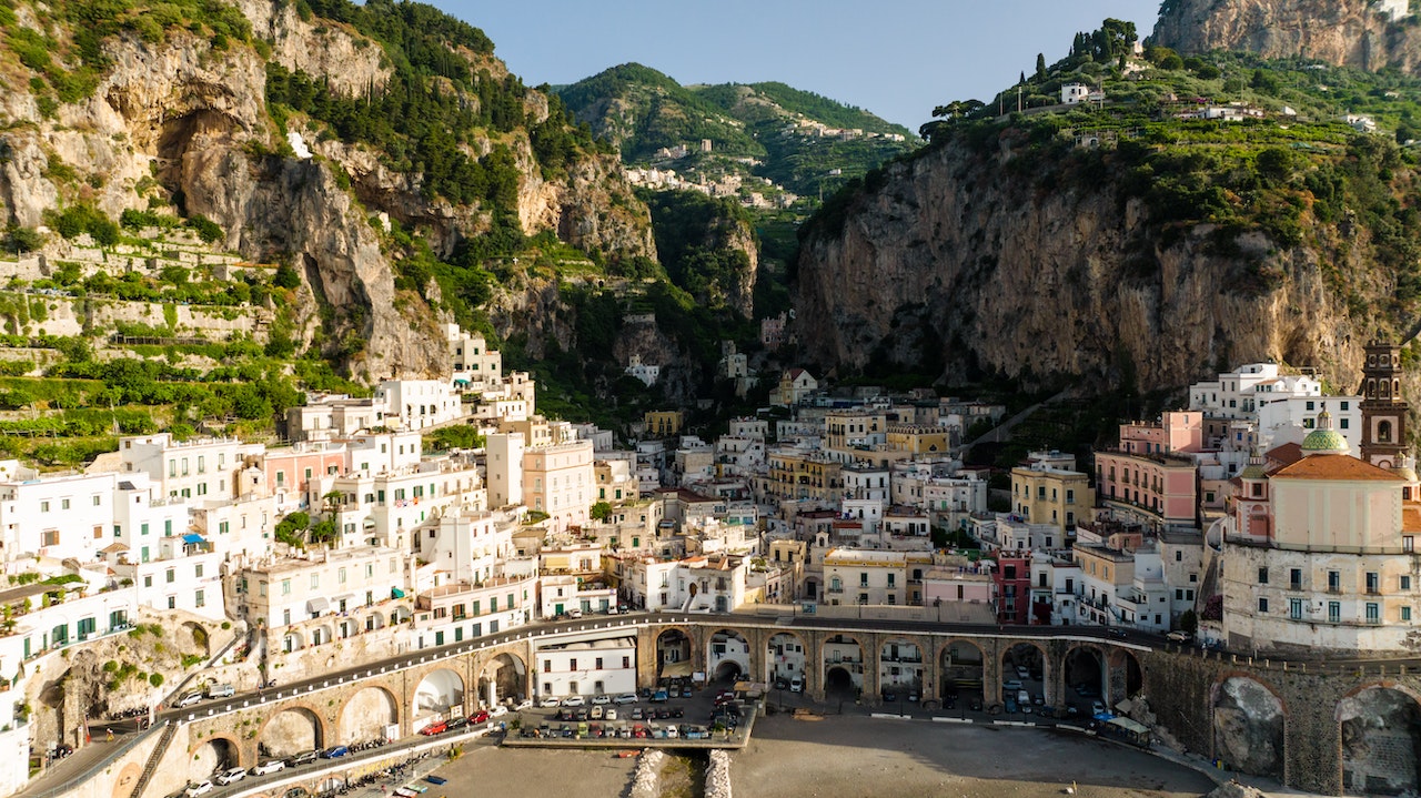 View from the Sea on the Amalfi Coast, Italy